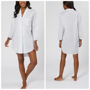Lenora Vandy White Seafoam Cotton Nightshirt | Scalloped Trim